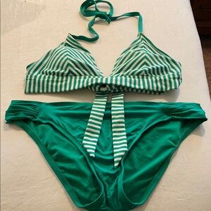 Emerald Striped Bikini Set